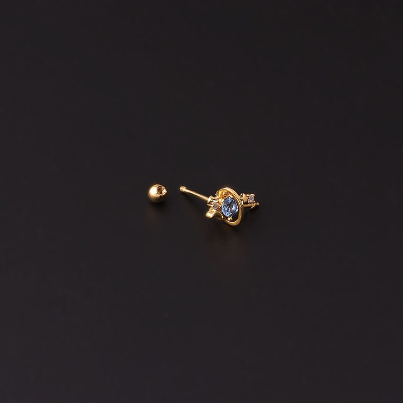 1 Piece Simple Series Classic Moon & Star Titanium Steel 18K Gold Plated Material Zircon Women's Stud Earrings h5 